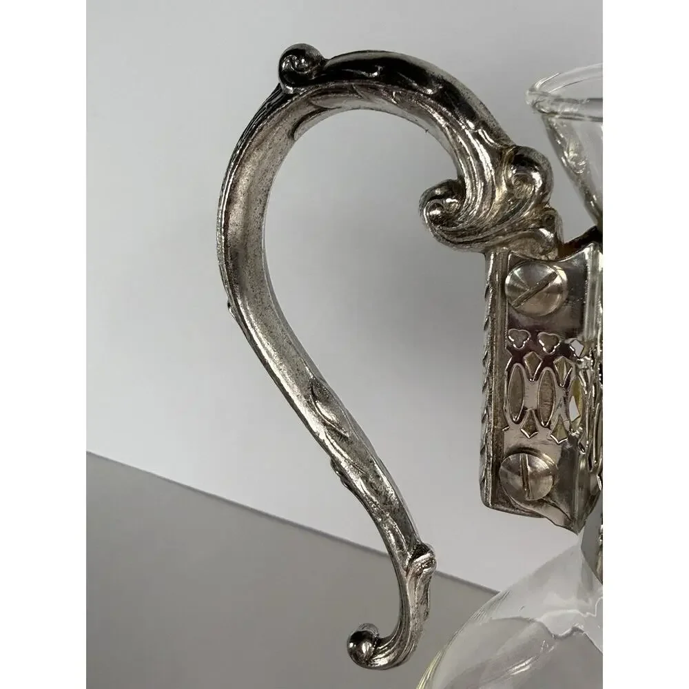 VTG Raimond Silver Plated Coffee/tea Glass Carafe On Footed Stand w/ Orig Candle